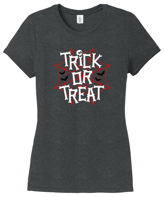 Trick or Treat Web Ladies Tri-Blend Ultra Soft Tee