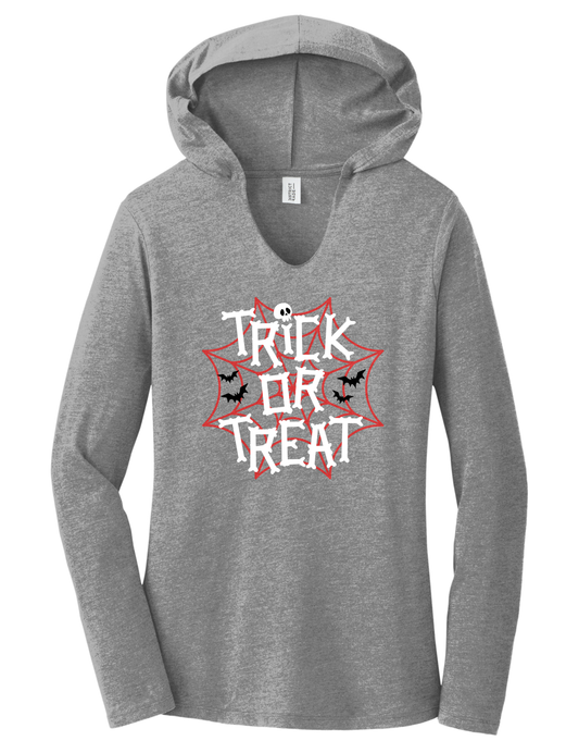 Trick or Treat Web Ladies Ultra Soft Tri-Blend Hoodie