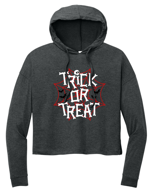 Trick or Treat Web Ladies Ultra-Soft Tri-Blend Hoodie