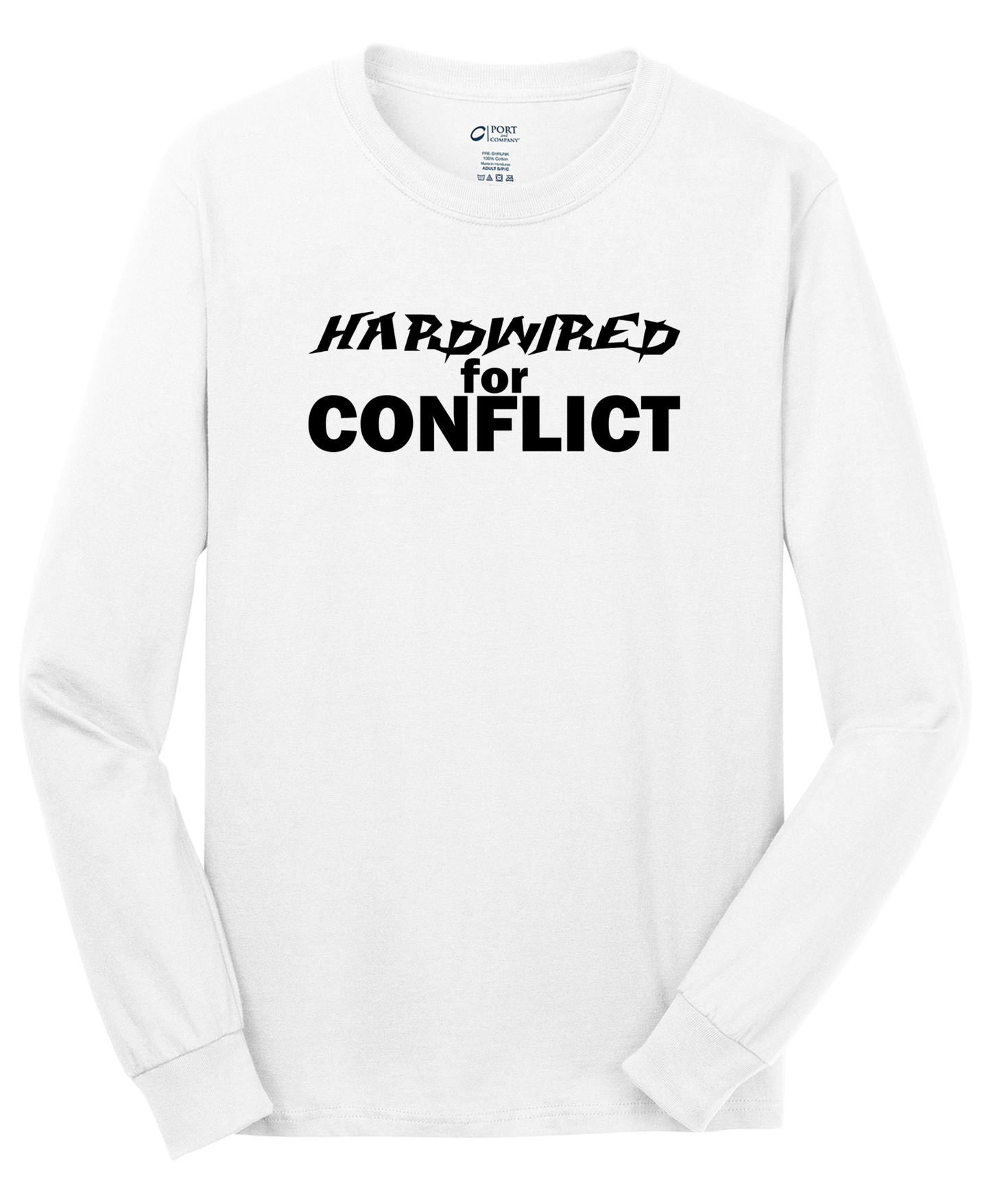 Hardwired for Conflict Long Sleeve Cotton Tee