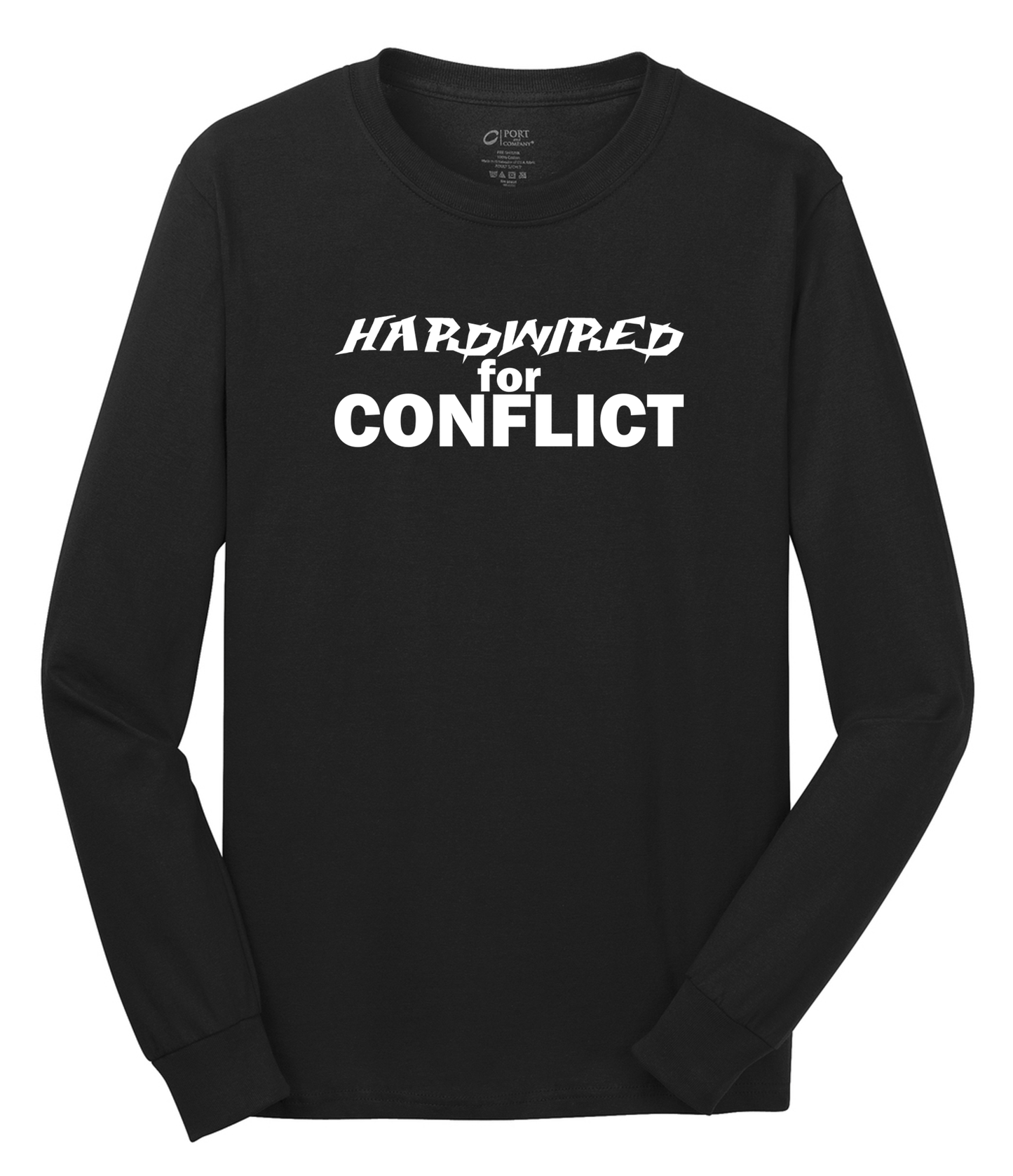 Hardwired for Conflict Long Sleeve Cotton Tee