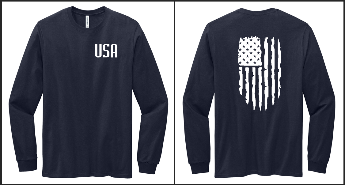 Made in the USA "USA FLAG" Long Sleeve Tee